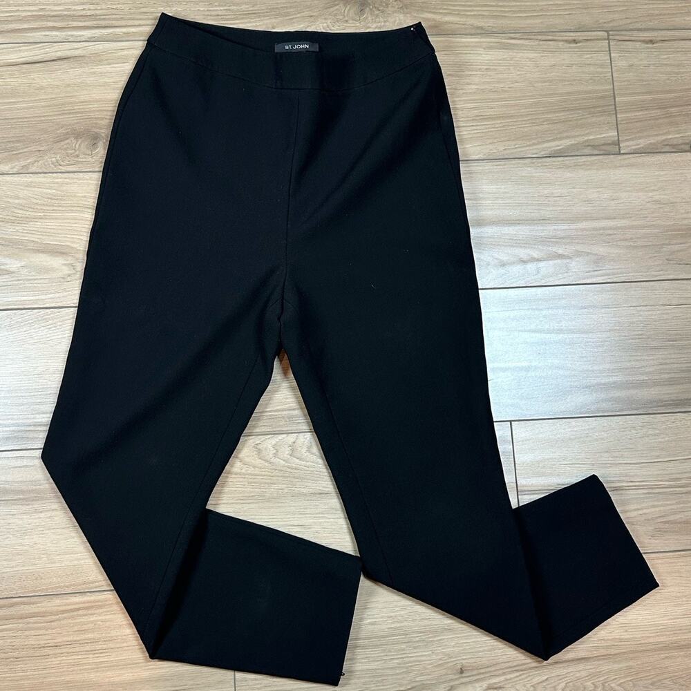 St. John Size 6 Black pull on Straight Leg Suiting Dress Pants‎